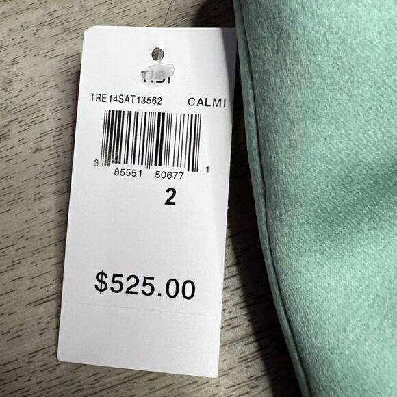 Tibi, Turquoise Satin Drop Waist Sleeveless Racerback Dress w/ Pockets Women’s 2 - Picture 8 of 10